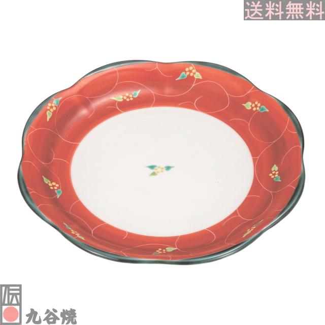 九谷焼 7.5号盛皿 朱巻唐草