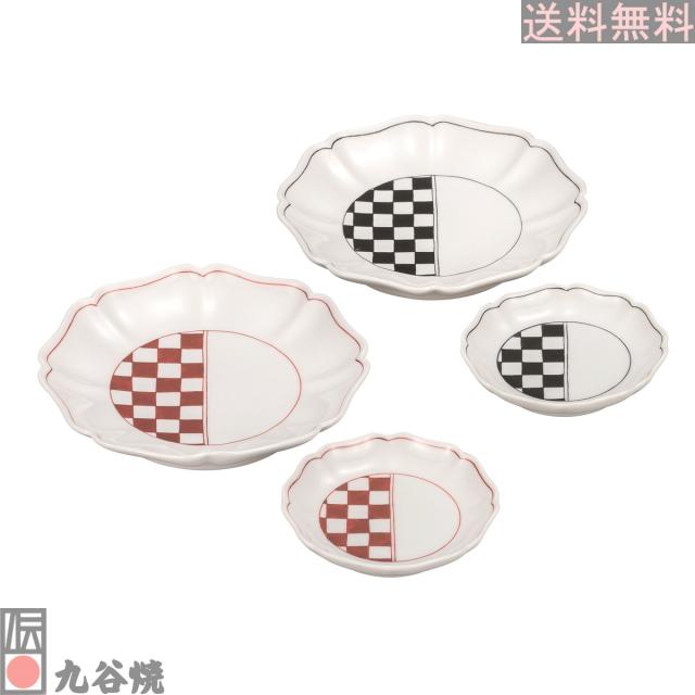 九谷焼 5.5号ペア皿・市松文様