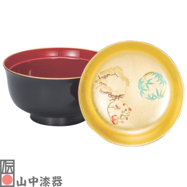 山中漆器 松竹梅 雑煮椀 黒