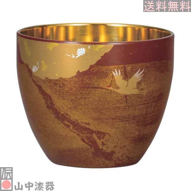 山中漆器 漆磨二重ぐい呑 かがやき 白檀 赤