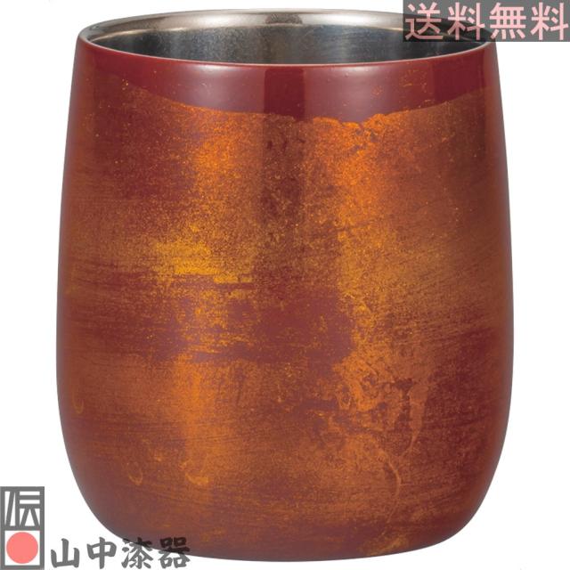 山中漆器 漆磨二重ダルマカップ 白檀 赤