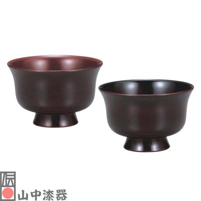 山中漆器 木製夫婦汁椀羽反型 溜 桜 宮常作