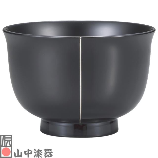 山中漆器 木製銀彩羽反汁椀 黒