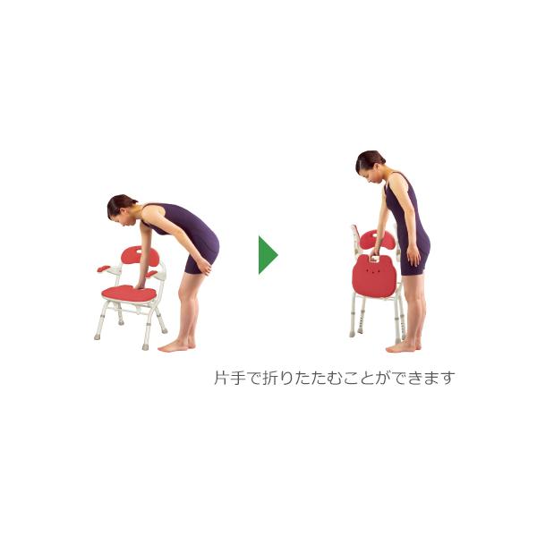 安寿 折りたたみシャワーベンチ FU ”楽おり”／グリーン（アロン化成）536-055_2