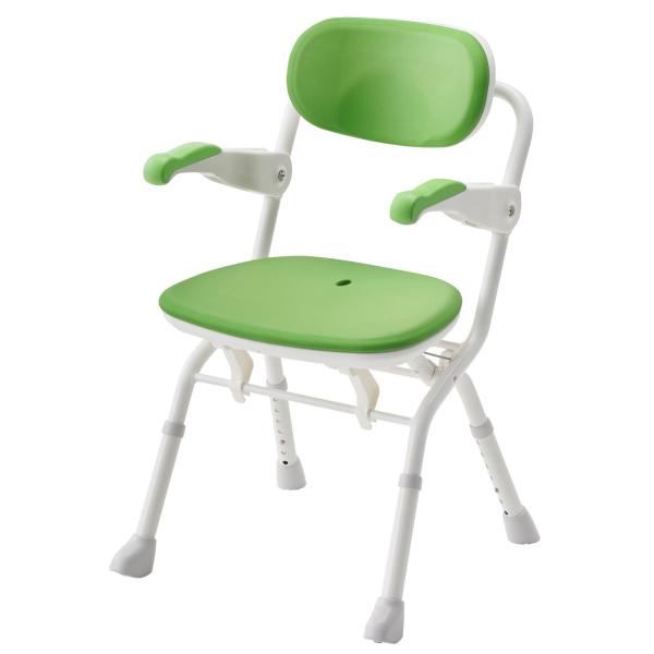 安寿 楽らく開閉シャワーベンチ Sフィット／グリーン（アロン化成）536-092  折りたたみシャワーベンチ