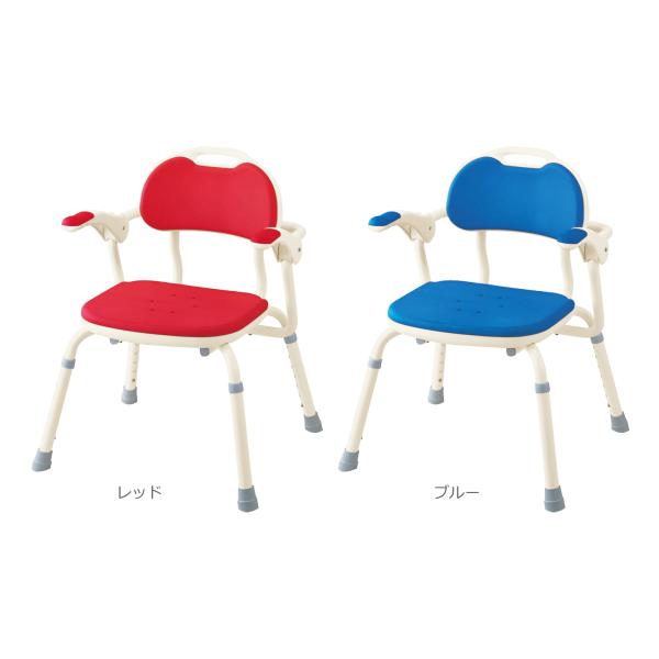 ひじ掛け付シャワーベンチ TH-S レッド アロン化成 536-142 (65-5677-29) ひじ掛け付きシャワーベンチTH-S（座面角形）536-140 536-142 アロン