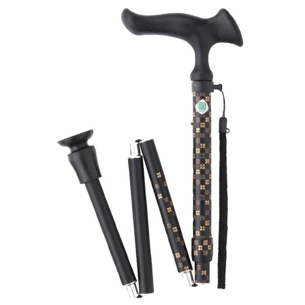 ステッキ かるがもE（折畳S）／市松黒（フジホーム）WB3793