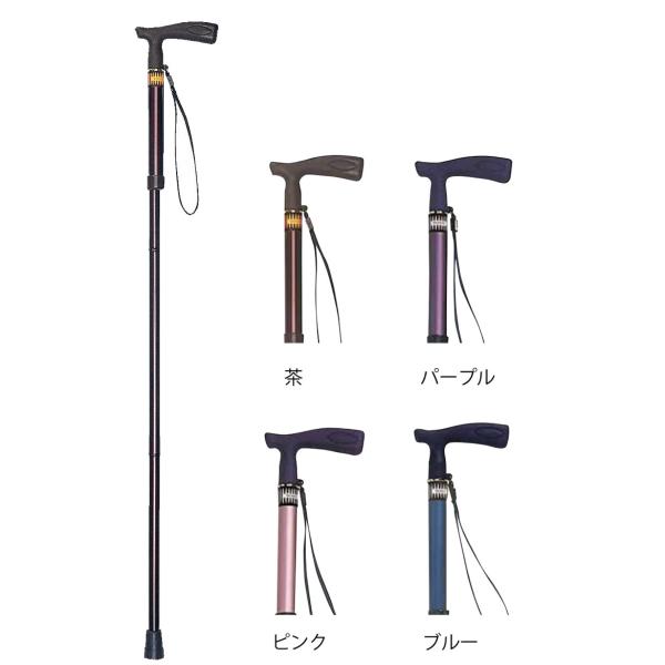 調節式折りたたみT字杖 ”まぁべんり”（小サイズ）／茶（日進医療器）TY126