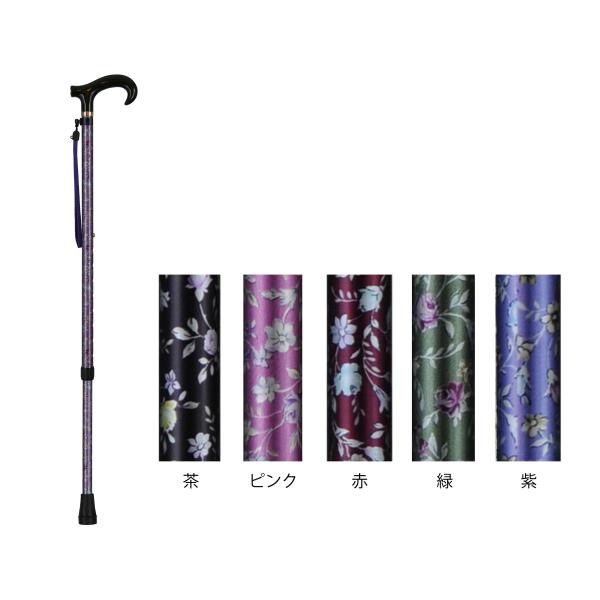アルミ製花柄杖（房付）／ピンク（豊通オールライフ）
