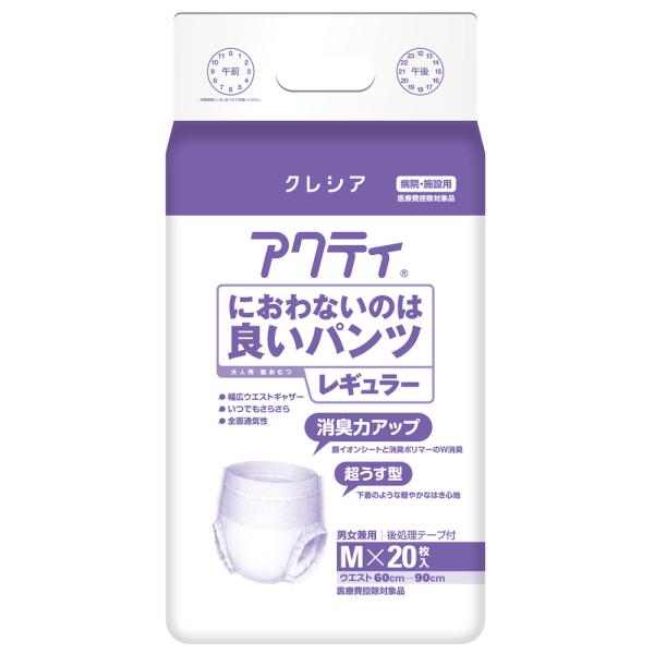（ケース販売）アクティ におわないのは良いパンツ レギュラー Mサイズ／20枚入×4袋（日本製紙クレシア）約2回分吸収 84259の通販は