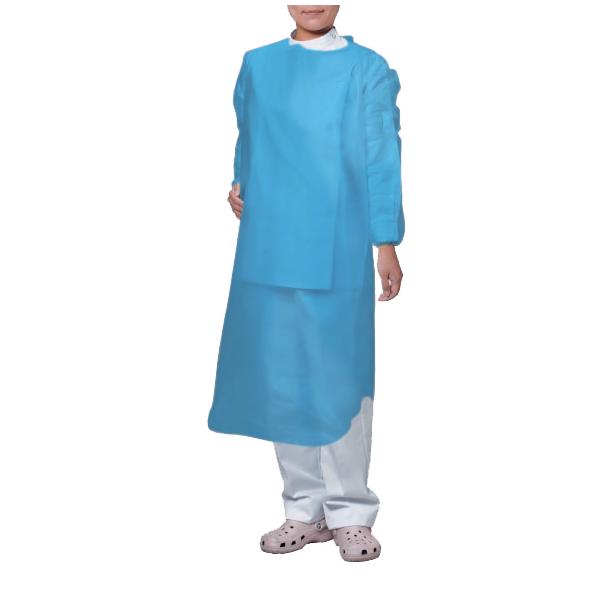 （ケース販売）シンガー長袖エプロン ブルー／30枚入×8箱 ポリエチレンタイプ（宇都宮製作）使い捨てガウン