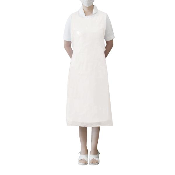 み ケース販売）PEエプロン優ロング 50枚入×40箱／ホワイト