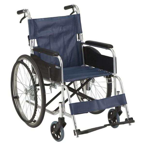 エコノミーシリーズ RW-50B 座面幅42cm／紺ビニールレザーシート（マキテック）自走式車いす 背折れタイプの通販は