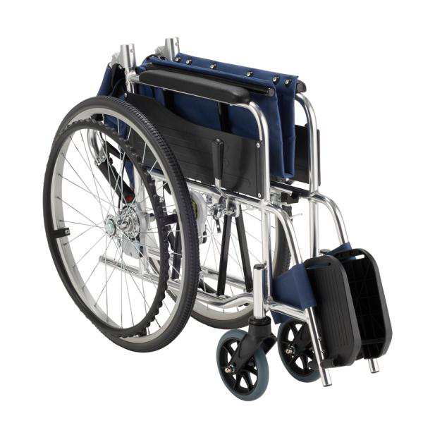 エコノミーシリーズ RW-50B 座面幅42cm／紺ビニールレザーシート（マキテック）自走式車いす 背折れタイプの通販は