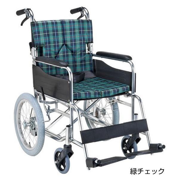 スタンダードモジュール車いす SMK30 座面幅40cm／緑チェック（マキテック）SMK30-4043GN 介助式車いす・背折れタイプ