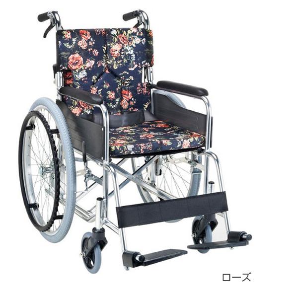 スタンダードモジュール車いす SMK50 座面幅42cm／ローズ（マキテック）SMK50-4243RF 自走式車いす・背折れタイプ