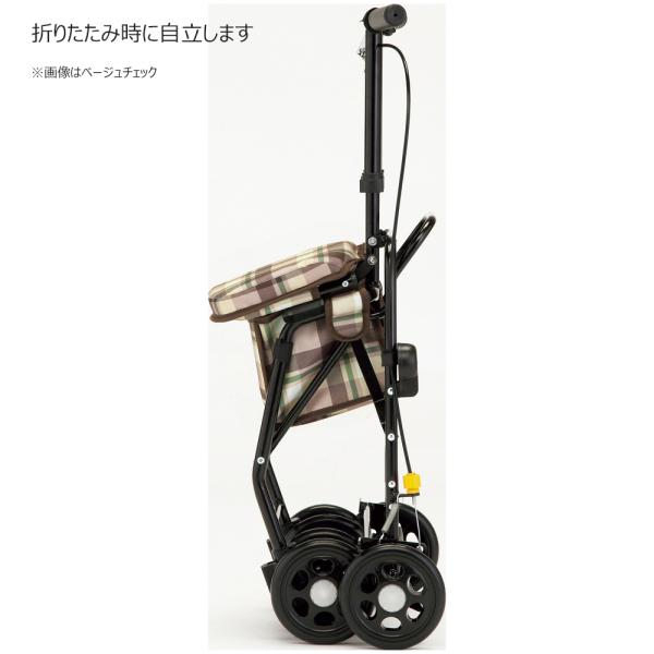 スリムムーヴ／赤茶チェック（マキテック）SX-15AC シルバーカー コンパクトタイプ_2