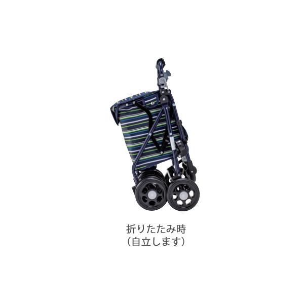 らくらくスリムバスケット／ドットネイビー（マキテック）YX-371DN シルバーカーミドルタイプ_3