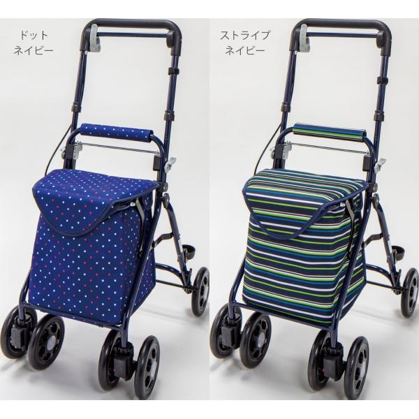 らくらくスリムバスケット／ドットネイビー（マキテック）YX-371DN シルバーカーミドルタイプ_4