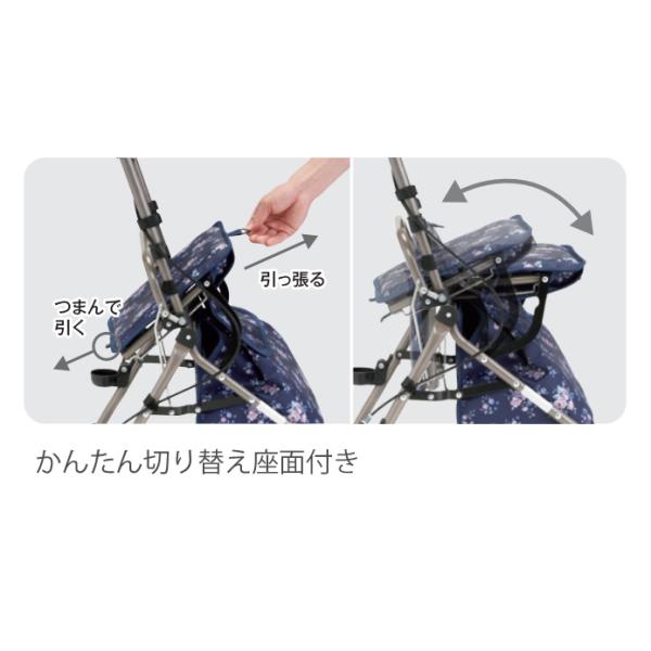 ウェルキャリー／紺花柄（マキテック）YX-500KH シルバーカーミドルタイプ_2