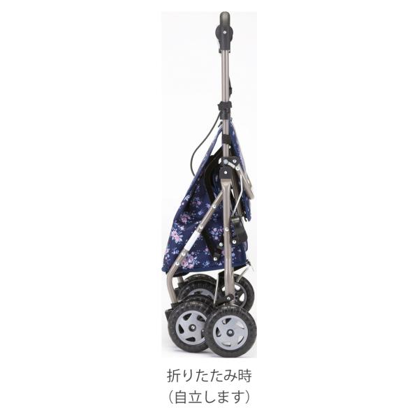 ウェルキャリー／紺花柄（マキテック）YX-500KH シルバーカーミドルタイプ_4