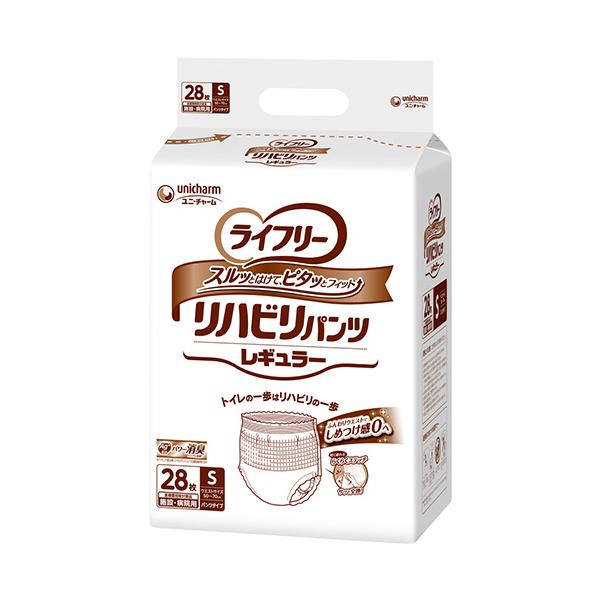 （ケース販売）ライフリー リハビリパンツレギュラー Sサイズ／28枚入×4袋（ユニ・チャーム）約2回分吸収 50342