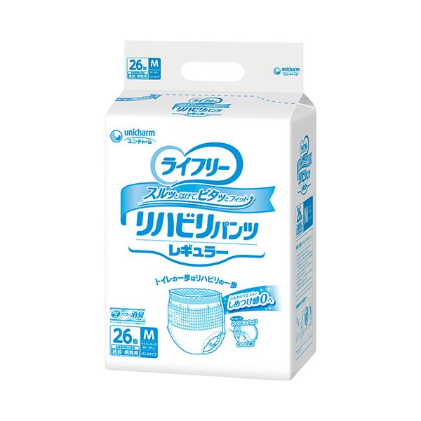 （ケース販売）ライフリー リハビリパンツレギュラー Mサイズ／26枚入×4袋（ユニ・チャーム）約2回分吸収 50358