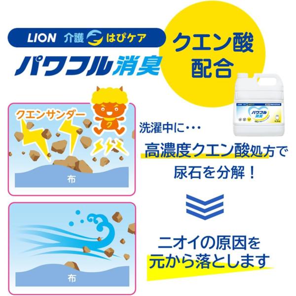 （ケース販売）LION 介護はぴケア パワフル消臭／4.3kg×3本（ライオンハイジーン）濃縮洗濯用洗剤_1