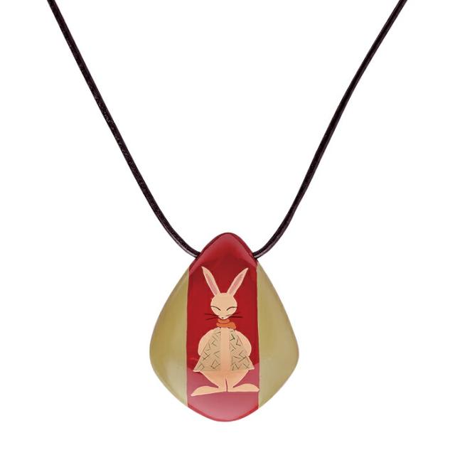 [21-9-6] 朱・グレー塗分 ペンダント RABITTO(漆・手塗・手描) *の通販は 9,317円