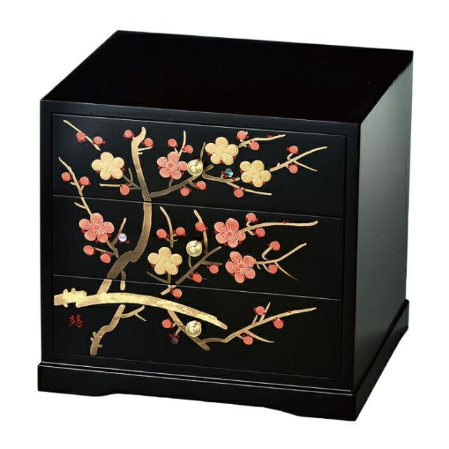 [21-14-1] 黒 三ツ引タンス 香梅(手描) *の通販は