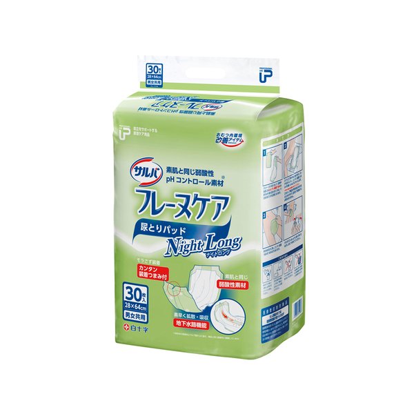 （ケース販売）PUサルバ フレーヌケア ナイトロング 30枚×3袋入（約7回分吸収）（白十字）