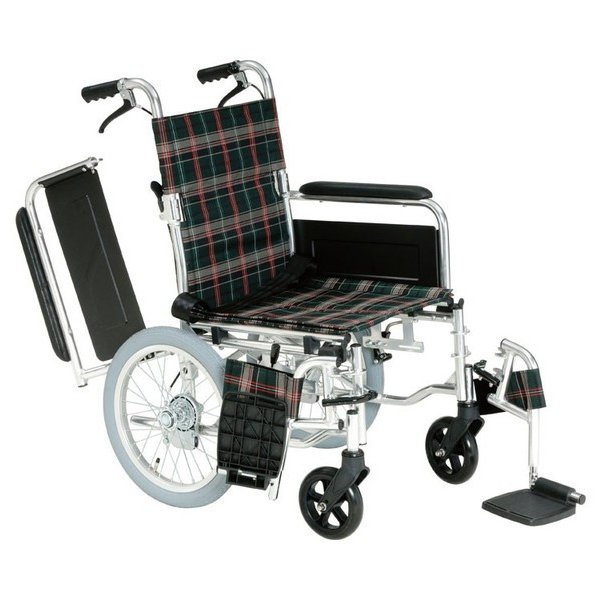 多機能車いす 跳ね上げ式スイングアウトタイプ（介助式・背折れタイプ）／グリーンチェック（マキテック）KS70-4043GCの通販は