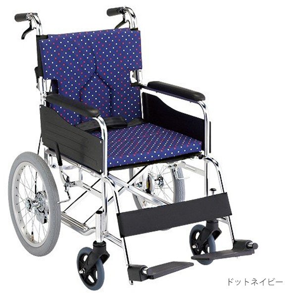 スタンダードモジュール車いす（介助式・背折れ）座面幅40cm／ドットネイビー（マキテック）SMK30-4043DN