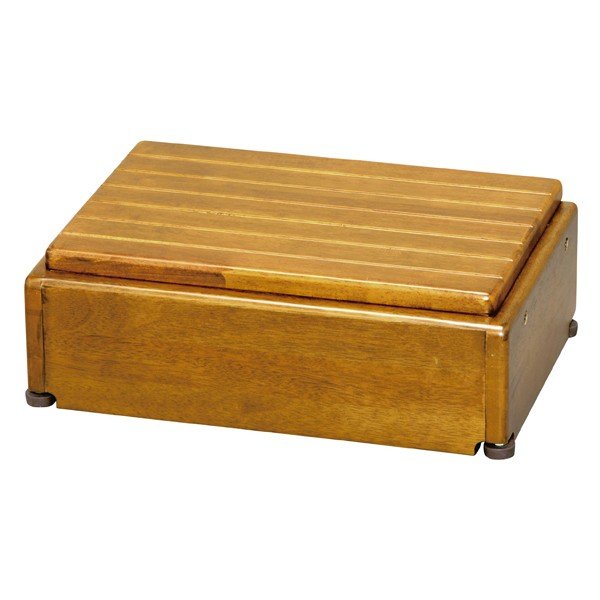 安寿 木製玄関台 S45W-30-1段／ライトブラウン（幅45×奥行28×高さ15〜22.5cm）（アロン化成）