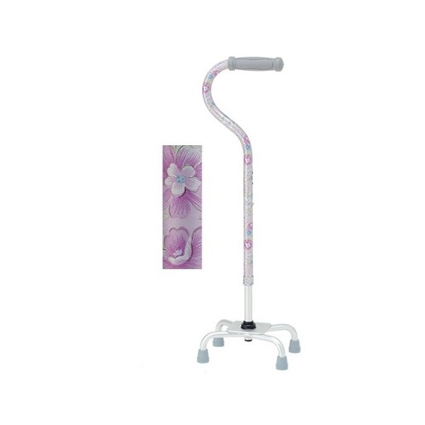 テイコブ アルミ製4点杖／ピンクフラワー（幸和製作所）