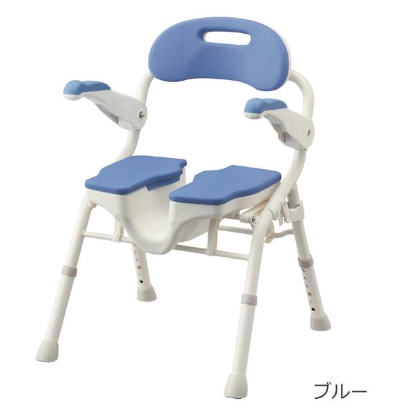 安寿 折りたたみシャワーベンチHPフィット／ブルー（アロン化成）536-071