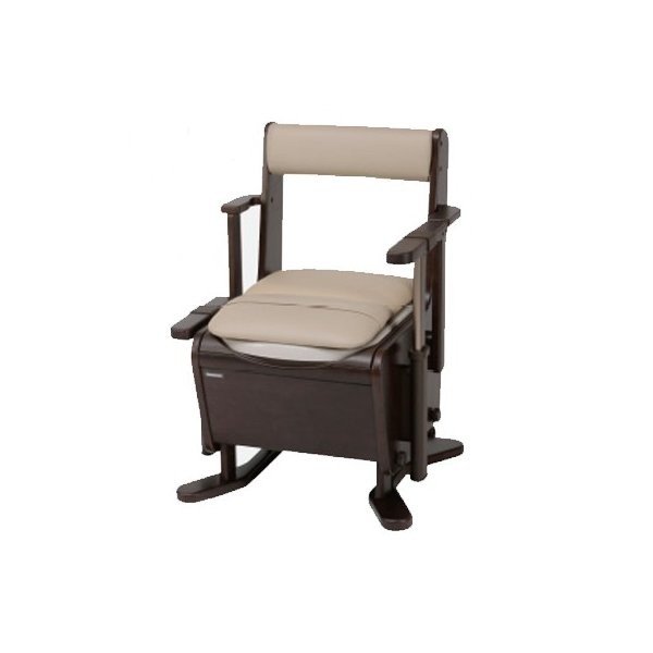 家具調ポータブルトイレ＜座楽＞ひじ掛け昇降（プラスチック便座タイプ）（パナソニックエイジフリー）