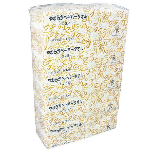 （ケース販売）やわらかペーパータオル エコノミー 300枚×80パック／小判シングル（ファーストレイト）FR-5601 10,050円