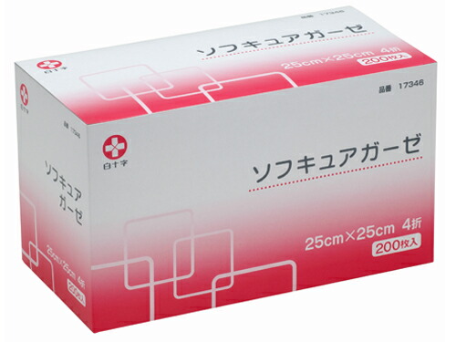 （4箱セット）ソフキュアガーゼ 25×25／200枚入（白十字）4折 不織布ガーゼ