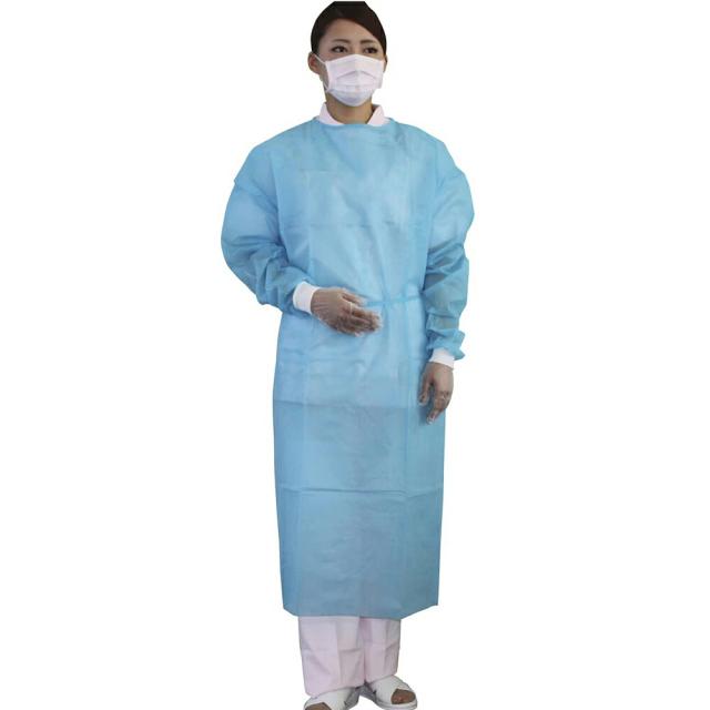 （ケース販売）IS不織布ガウン 30枚入×4箱（アイソレーション・ガウン）袖付き使い捨てガウン（ファーストレイト）FR-204