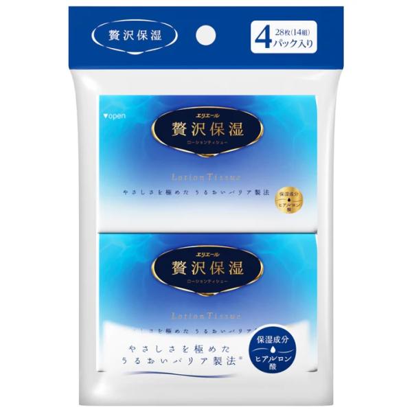 （ケース販売）エリエール 贅沢保湿（ポケットティシュー）14W4P／14組×64パック（大王製紙）