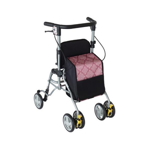 歩行車 シンフォニーSPスリム 花柄紺 島製作所 シルバーカータイプ