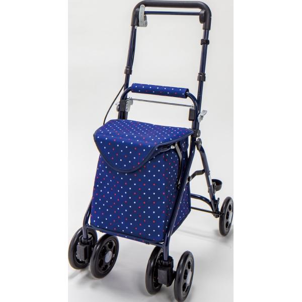 らくらくスリムバスケット／ドットネイビー（マキテック）YX-371DN シルバーカーミドルタイプの通販は