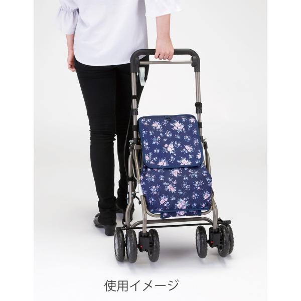 ウェルキャリー／紺花柄（マキテック）YX-500KH シルバーカーミドルタイプ