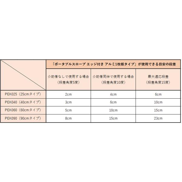 ポータブルスロープエッジ付き アルミ1枚板タイプ 全長40cm／PEK040（イーストアイ）使用可能段差2〜9cm_2