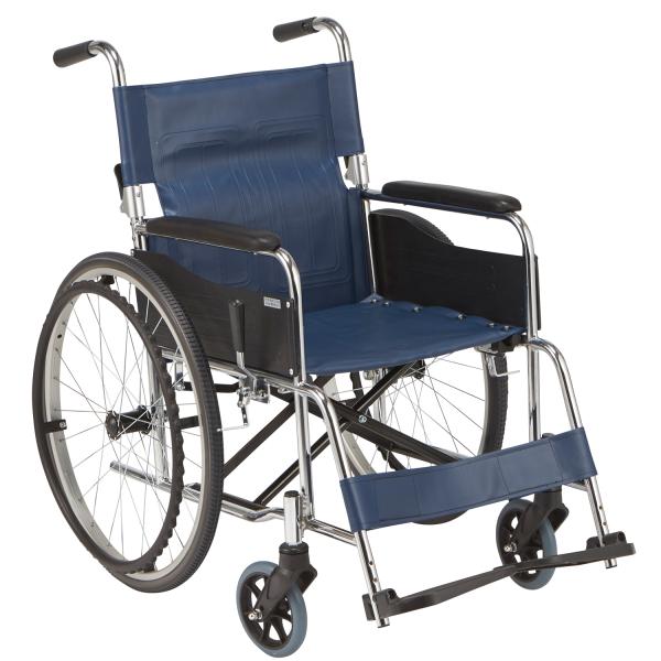 エコノミーシリーズ スチール製車いす EX-11BS 座面幅42cm／ビニールレザーシート（マキテック）自走式車いす 背折れタイプ 21,293円