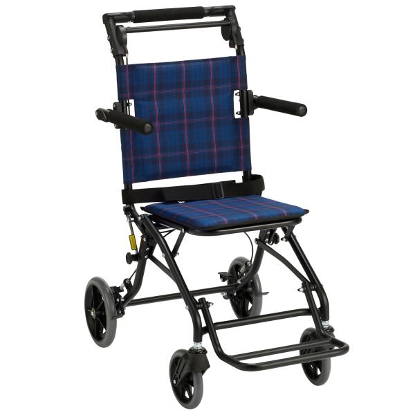 コンパクト車いす テイクアルファ NP-003NC／ネイビーチェック（マキテック）介助用車いす 小型タイプ 19,738円