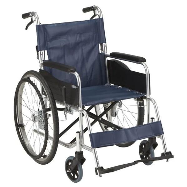 エコノミーシリーズ RW-50B 座面幅42cm／紺ビニールレザーシート（マキテック）自走式車いす 背折れタイプ 33,700円