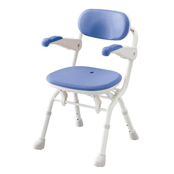 安寿 楽らく開閉シャワーベンチ Sコンパクト／ブルー（アロン化成）536-095 折りたたみシャワーベンチ