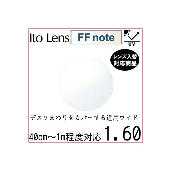 FF-note 1.60 ベーシック 中近両用 レンズ 単品販売 フレーム 持ち込み 交換可能 内面累進 イトーレンズ  UVカット付（２枚）